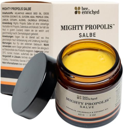 Mighty Propolis Salbe 60g | Pflegende Wund und Heilsalbe | Zugsalbe & Bienensalbe | Calendula Wundsalbe & Salbe gegen Juckreiz im intimbereich | Wundheilsalbe, Mundwinkel, Intim Creme I Bee Enriched