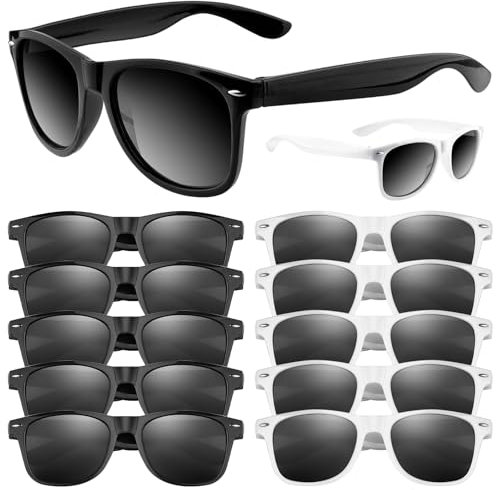 ASTARON Retro Vintage Sonnenbrillen Bulk, 12 Pack polarisiert Günstige Neon Sonnenbrillen Bulk für Frauen und Männer (Schwarz und Weiß)
