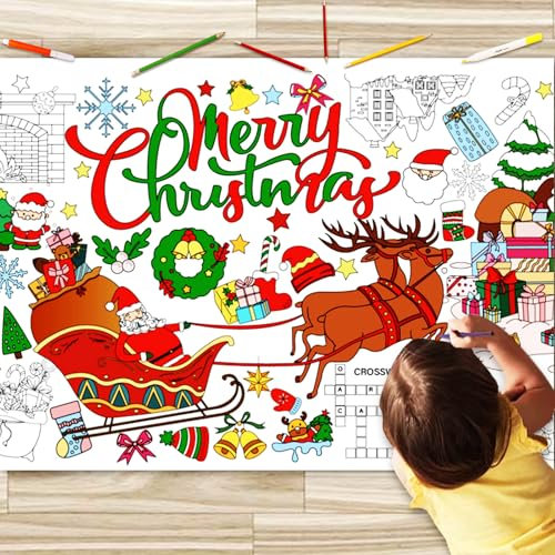 JUNQIU US Weihnachtliche Tischdecke zum Ausmalen