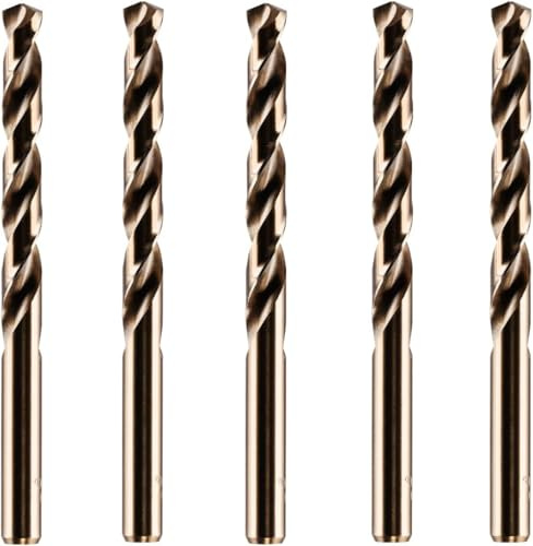 Rennie Tools - Box of 5 x 10.5mm HSS Gold Cobalt Jobber Drill Bit Set | For Stainless Steel, Hard Metals, Cast Iron, Aluminium Etc. Precision Ground M35 Cobalt Twist Drill Bits Supplied In A Box