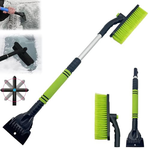 Coffee Life Plus windschutzscheibe eiskratzer,Auto Eiskratzer, 2 in 1 Eiskratzer Auto mit Besen, 64-80cm Auto Eiskratzer mit Eisbrecher Funktion, für PKW, LKW und SUV Eiskratzer (Grün)