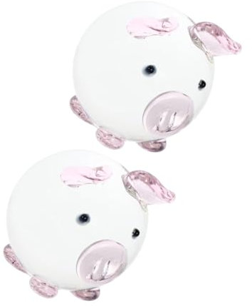 HOLIDYOYO 2 Piezas Adorno Cerdito De Cristal Estatuilla De Cristal Adorno De Cerdo Artículos para El Hogar o De Decoración De Mesa De o Acento De Mesa Vaso De Rosa