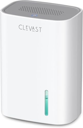 CLEVAST Luftentfeuchter, 850ml Elektrischer Luftentfeuchter mit Ultra-Leise & Automatischer Abschaltung, Tragbarer Mini Raumentfeuchter für Schlafzimmer, Badezimmer, Schrank, Kinderzimmer
