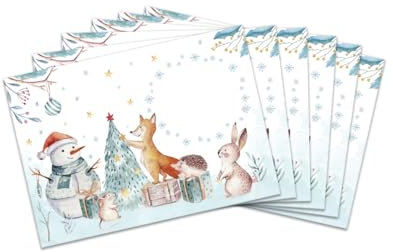 Umschläge mit Kindermotiv Schneemann Weihnachtsmann Weihnachtsmotiv für Gutscheine Geldgeschenke Einladungskarten DIN C6 (12 Umschläge/selbstklebend mit Abziehstreifen)