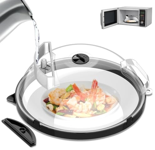 TranRantic Tapa Microondas, Tapa para Microondas con Agua, Tapa Microondas Libre Bpa con Salida de Vapor, Tapa de Microondas con Manija, Tapadera Microondas para Salpicaduras de Alimentos