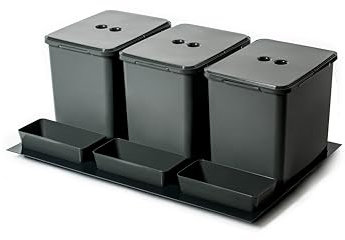 Generico Poubelle Corbeille pour base tiroir 90 cm cuisine - 3 seaux H. 23 - Capacité : 36 litres au total (3 seaux de 12 litres) Poubelles de Recyclage commode