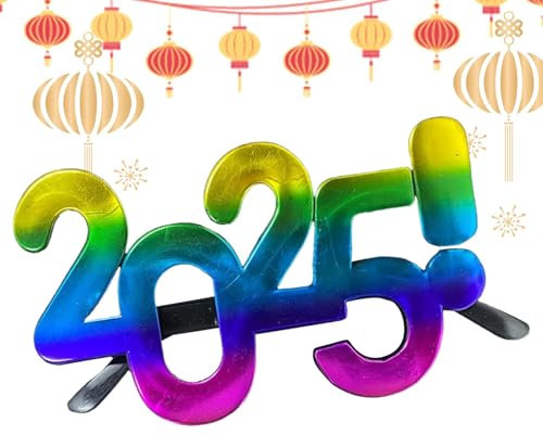 Tezklc 2025 Glasses New Years - Number Glasses New Year's Photography Props | Funny Glasses Novelty Supplies for 2025 New Year Celebration Costume Photo Props Decoration