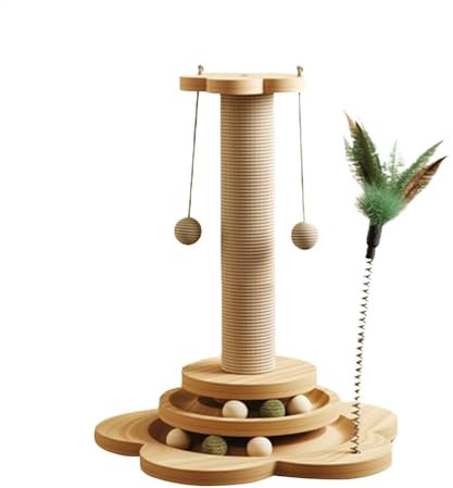 Rascador alto para gatos, rascador alto - poste rascador, torre para gatos de 5 niveles hasta el techo (206 cm), árbol para gatos montado en la pared, hecho de madera de árbol de caucho natural, rasca