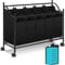 KESSER® Wäschekorb Wäschesammler Wäschesortierer mit 5 abnehmbaren Stofftaschen | 5 Fächer x 35 Liter | Wäschebox mit 12 Waschhinweisen 360° Rollen mit Bremse Wäsche-Sortiersystem Wäschewagen Schwarz