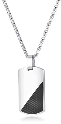 GAVU Herren Dog Tag Halskette mit rechteckigem Hundemarke Anhänger für Herren 60cm