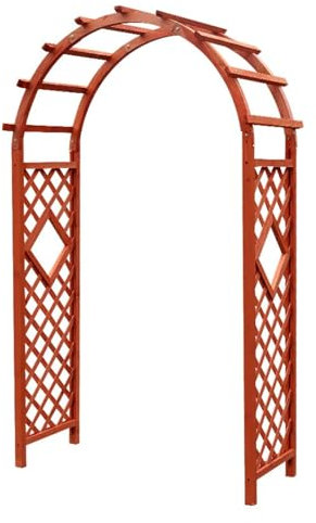 Pergola-Gartenlaube aus Holz für Kletterpflanzen, Rankhilfe für Rosen und Hochzeitsdekoration, 140 x 215 x 50 cm, Orange