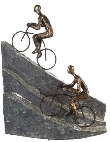 Casablanca Design Skulptur Racing Höhe 32 cm Breite 29 cm Radrennen Radfahrer auf Berg Wohnzimmer Skulpturen Deko Modern