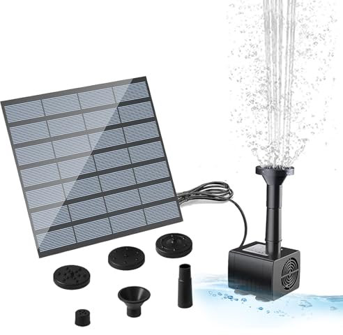 Solar Springbrunnen, 1.8W Solarpumpe Teichpumpe Solar Gartenbrunnen Wasserpumpe mit 4 Effekte, Solar Schwimmender Fontäne Pumpe für Garten,Teich,Vogel-Bad,Fisch-Behälte