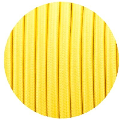 LEDSone 5m Electrical Cable Wire, 3 Core 0.75mm² Round Yellow Fabric Cable, Vintage Flex Cloth Braided Wire for DIY Lamps Industrial Pendant Lights Flexible Lighting Project (Yellow, 5M)