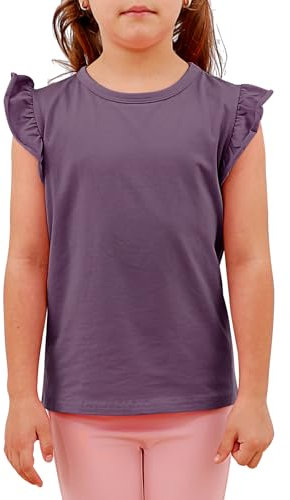 KAKU NANU Camiseta Lila Niña Amiseta Manga Corta Lisas Top 3 4 Años