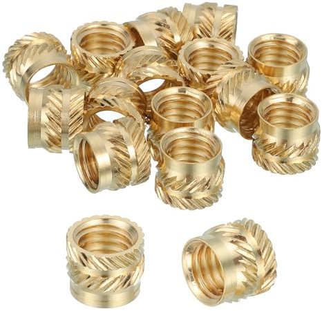 sourcing map Gewindeeinsätze, M8-Messing-Heatset-Einsatz für 3D-Druck und Kunststoffmaterial, weibliche gerändelte Einsatzmuttern für Laptops, elektronische Produkte, M8 x 10 x 8 mm, 16 Stück