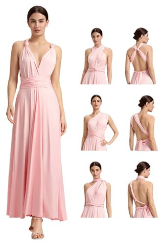 Ever-Pretty Vestido Infinito Dama de Honor Largo Convertible Talla Grande Multidir Boda Ección Fiesta Rosado S