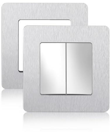 2 Pack Light Switch Cover 86x86mm – Modern Light Switch Surround for Home & Office, Easy to Install Light Switch Guard & Protective Cover Plate(Silvery)