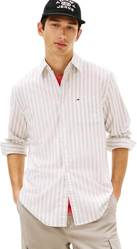 Tommy Jeans Herren TJM Reg Stripe Oxford Shirt EXT Dm0dm22790 L/S Shirt (1er Pack)