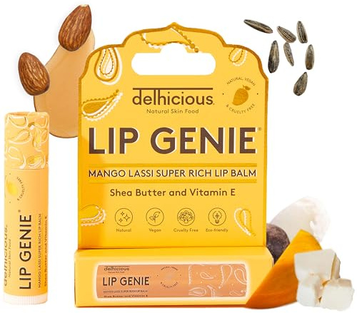 Delhicious Mango Lassi Nourishing Lip Balm for Dry Lips | Mango Lassi Vegan Lip Balm with Shea Butter, Vitamin E and Castor Oil for Soft, Moisturised Dry or Cracked Lips