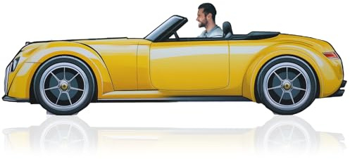 Amyhill 4.1 ft Yellow Roadster Car Cardboard Cutout Stand up Life Size Retro Car Stand up Cardboard 50's 20's 70's Themed Party Sock Hop Rock 'n' Roll Event Backdrop Photo Props Standup