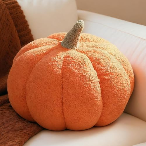Kürbis Kissen, Halloween Kürbis DekokissenKürbis, Kürbisform Orange Dekokissen, Weiche Plüschkissen Herbst Pumpkin Pillow Kürbis Deko, Kürbiskissen Kissen for Home Halloween Decoration 28cm