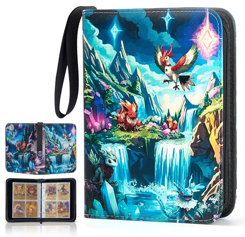 Sammelkarten-Ordner für 440 Karten – Aufbewahrungsalbum mit 50 Sleeves-Seiten, Kartenaufbewahrung mit Reißverschluss, kompatibel mit Pokémon, Magic, One Piece Karten, Geschenkidee für Sammler