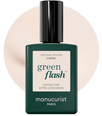 Manucurist Green Flash gelnagellack, krämvit – UV och LED-gellack – 12-fri, biobaserad (84 %) – professionell manikyr – 15 ml