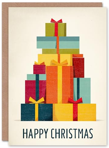 Artery8 Christmas Card Colourful Geometric Pile Of Xmas Presents