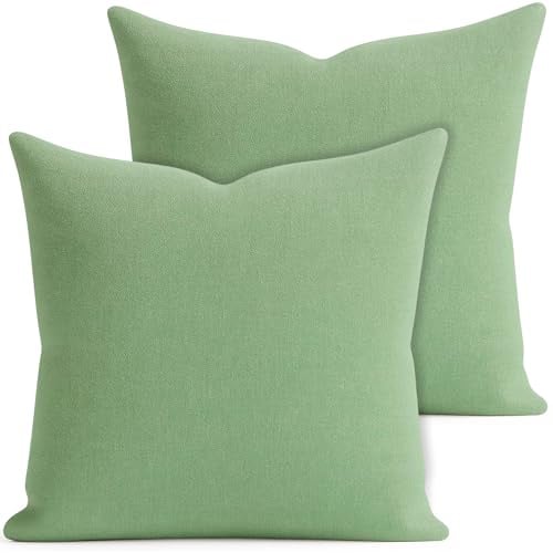 2er Set Kissenbezug 40x40 cm hellgrün für Dekokissen - Kissenhüllen mit Reißverschluss