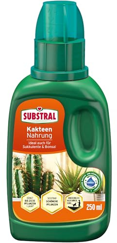 Substral Kakteen Nahrung 250ml auch für Sukkulenten & Bonsai, Humifirst | Festes Gewebe für Kakteen und üppige Blütenbildung | Für kompaktes gleichmäßiges Wachstum | Stärkt die Pflanzen