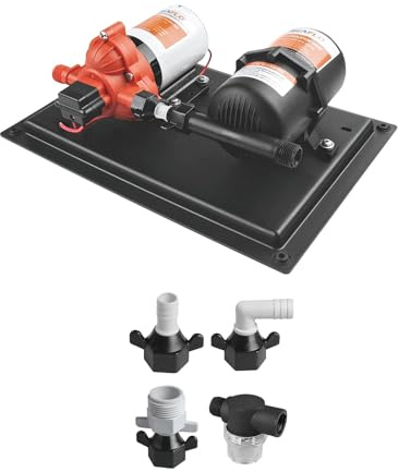 Water Pump and Accumulator Tank System for Marine, Boat, RV，3.0 GPM, 45 PSI, 0.2 Gallon Tank (12v)