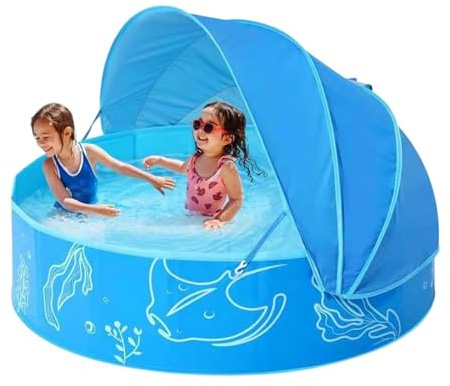 Pool mit Dachbecken - 119,4 x 30,5 cm Faltbare Wasser Sommerspielstuhl | Kinderbecken Mit Sonnendach Für Spielen - Zum Baden Garten Draußen Park Junge Mädchen