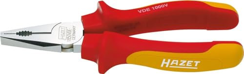 HAZET VDE-Kombinationszange 1850VDE-44 I Induktiv gehärtete Schneiden (Härte: 60 HRC) I Schutzisoliert I Ergonomischer 2-Komponenten-Griff I für präzises schneiden und halten von Materialien