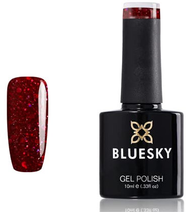 Bluesky Gel Nail Polish, Lady Danger Blz59, Dark Red Glitter, Long Lasting, Chip Resistant, 10 ml (Requires Curing Under UV LED Lamp)