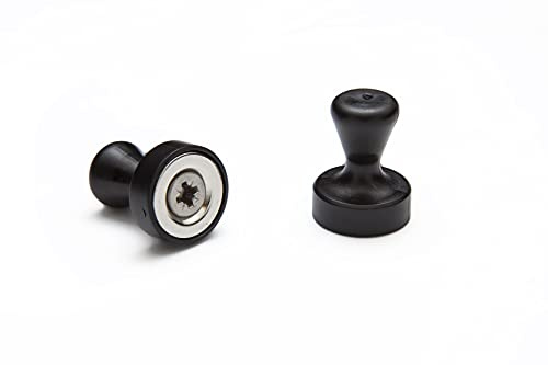 Griffmagnet mit Neodymkern, schwarz, 5 Stück - Neodymmagnet mit besonders starker Haftkraft, Magnet mit Griff, magnetisch