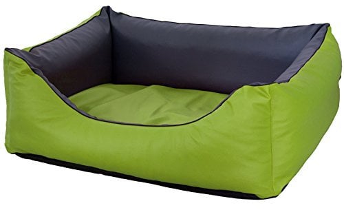 CopcoPet Hundebett Rocco Grün/Grau 125 x 100 cm – Wendebett aus pflegeleichtem Kunstleder – Waschbar & bequem – Mit erhöhtem Rand – Formstabiler Schlafplatz für große Hunde