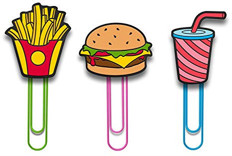 MUSTARD - Clipit Picture Hanger I Fotoseil mit Klammern I Fotoschnur I Postkartenaufhängung I lustige Dekoration I Fotoleine I Inkl. Saugnäpfen zu Befestigung I Fast Food - Seil, 2 Saugnäpfe & 6 Clips