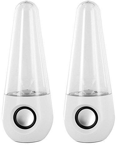 Tenlacum USB Powered LED Lights Dancing Water Fountain Audio Speaker for PC Laptop Phone Mobile Phones (White)