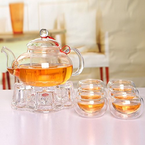 Beddingleer Théière en verre transparent résistant à la chaleur élégante et utile à grande capacité (2)