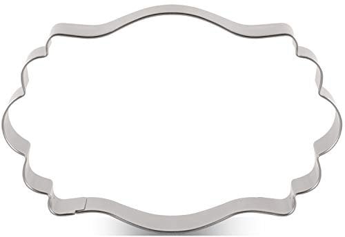 LILIAO Plaque Cookie Cutter Fancy Frame Biscuit Cutter for Wedding - 4.56 x 2.95 inch - Stainless Steel