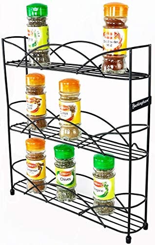 Buckingham 3 Tier Black Free-Standing Spice & Herb Rack Organiser Spice Jar Holder for Kitchen Storage 33 cm