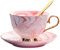 XUDREZ Porcelain Tea Cup Coffee Mug Set for Morning Tea - with Coffee Cup + Saucer + Teaspoon, 200ml (Pink)