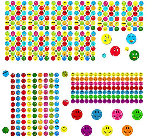 Oblique Unique® Smiley Sticker Set 1402 STK. Face Aufkleber mit Glitzer Metallic Effekt für Scrapbooking Dekoration Basteln Spielen Kinder Geburtstag