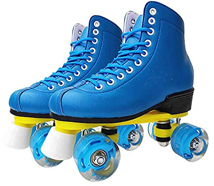MYAOU Rollschuhe Herren Atmungsaktive PU-Rollschuhe mit Rädern Quad-Rollschuhe Mehrere Größen (Blau/Schwarz)