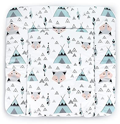 Balbina Wickelunterlage Wasserdicht Wickeltischauflage Wickelauflage baumwolle 85x75 cm Fuchs Tipi Mint