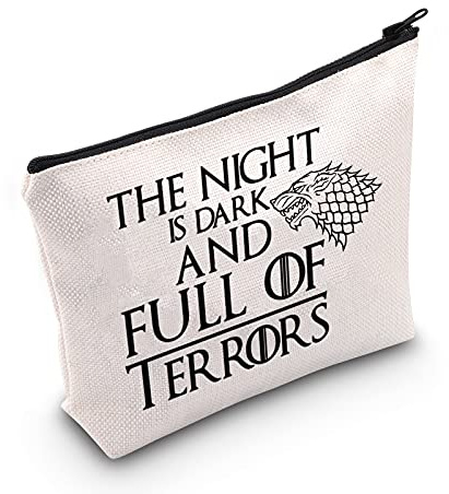 LEVLO Thrones Game Kosmetiktasche für Thrones Game Fans Geschenk The Nnight is Dark and Full Terrors Thrones Game Make-up Reißverschlusstasche Tasche für Freunde Familie, The Night is Dark,