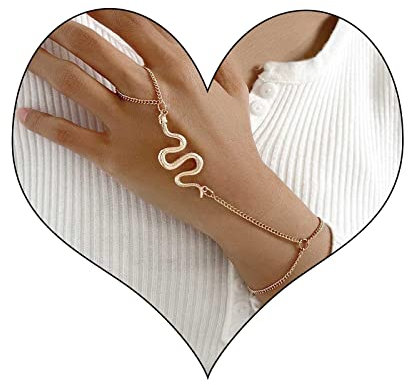Yienate Gold Schlange Armband Sklavenarmband Persönlichkeit Medusa Armband Fingerkette Hand Rückenkette Cobra Armband Tierarmband Handschmuck Für Frauen Und Mädchen