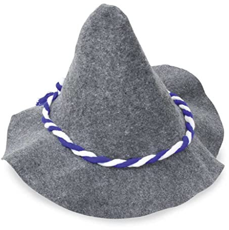 KarnevalsTeufel Seppel Hut Filzhut Trachtenhut versch. Varianten für Damen und Herren, Wiesnhut Almhut Einheitsgröße Kopfbedeckung (blau/weiß)