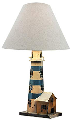 Sea-Club Lampe-Leuchtturm Schirmlampe Holz/Metall H=50cm Ø=30cm